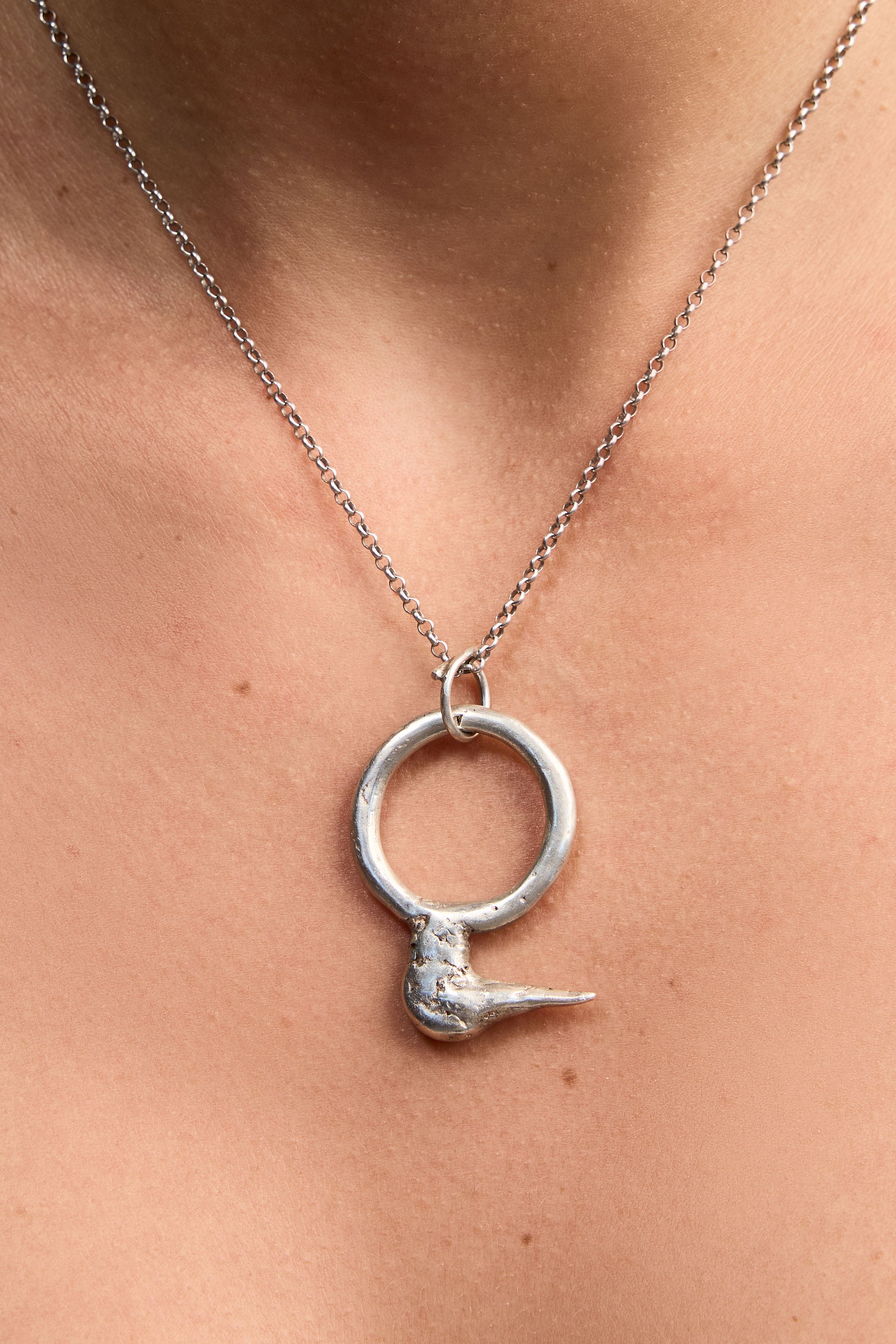 Silver Pekin Duck Necklace