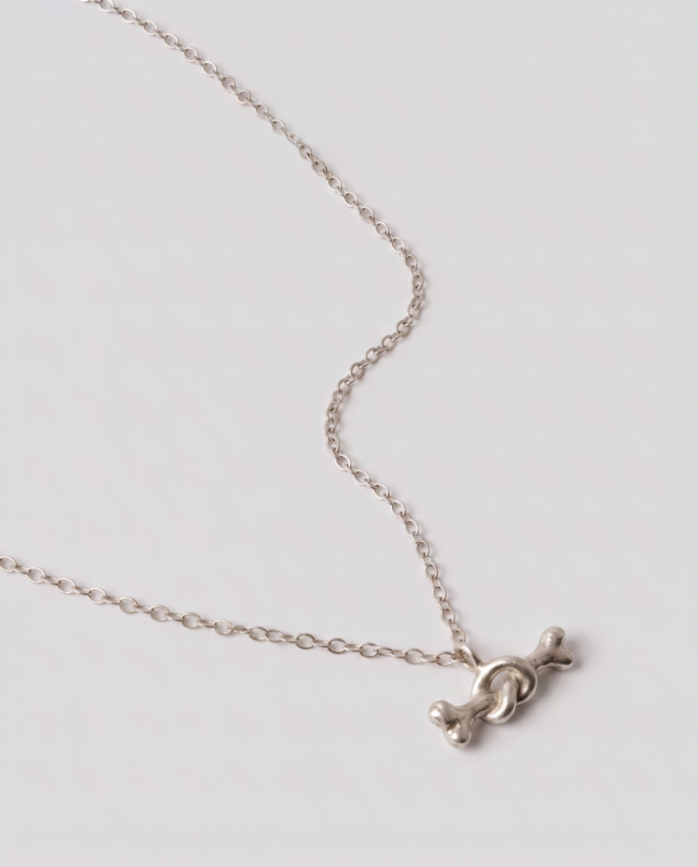 Silver Twisted Bone Necklace